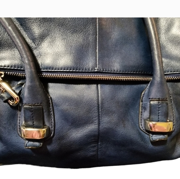 B. Makowsky Blue Leather Tote and Thread & Supply Off-Shoulder Blouse - Picture 5 of 15